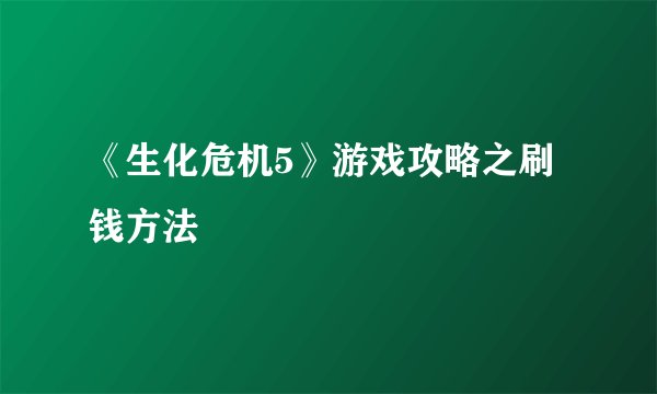 《生化危机5》游戏攻略之刷钱方法