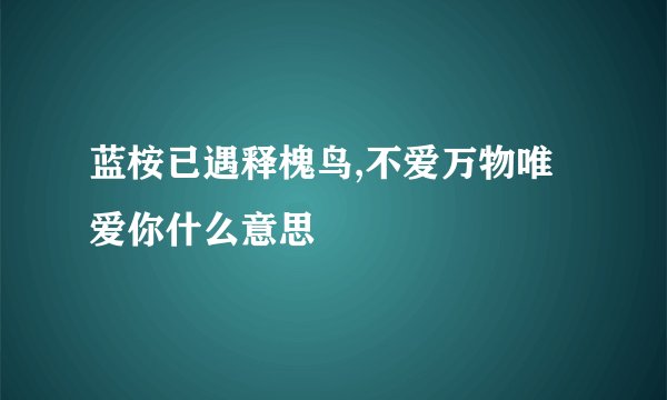 蓝桉已遇释槐鸟,不爱万物唯爱你什么意思