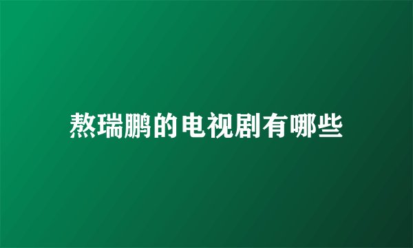 熬瑞鹏的电视剧有哪些