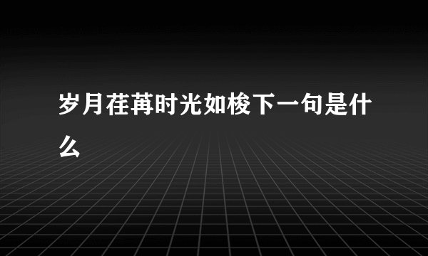 岁月荏苒时光如梭下一句是什么