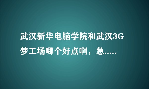武汉新华电脑学院和武汉3G梦工场哪个好点啊，急.......