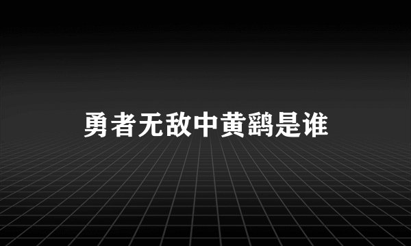 勇者无敌中黄鹞是谁