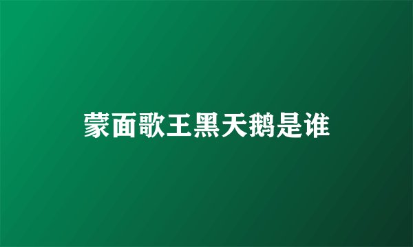 蒙面歌王黑天鹅是谁