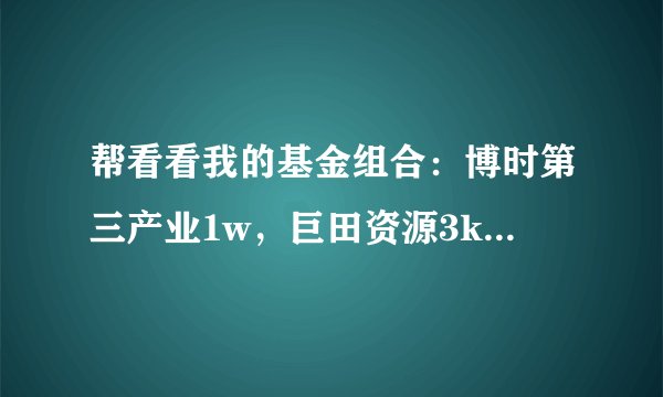 帮看看我的基金组合：博时第三产业1w，巨田资源3k，东方精选5k?