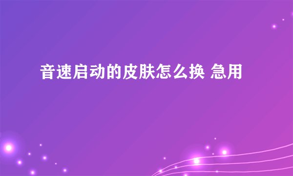 音速启动的皮肤怎么换 急用