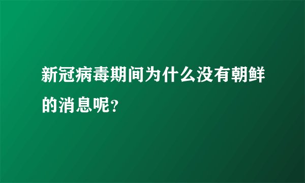 新冠病毒期间为什么没有朝鲜的消息呢？