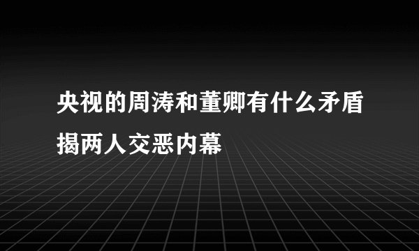 央视的周涛和董卿有什么矛盾揭两人交恶内幕