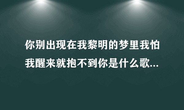 你别出现在我黎明的梦里我怕我醒来就抱不到你是什么歌 醒着醉完整歌词
