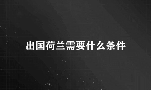 出国荷兰需要什么条件
