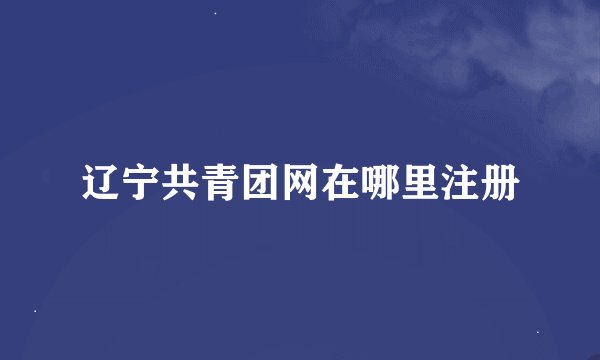 辽宁共青团网在哪里注册