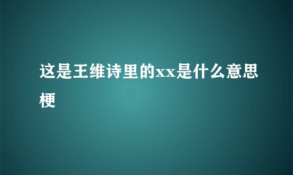 这是王维诗里的xx是什么意思梗
