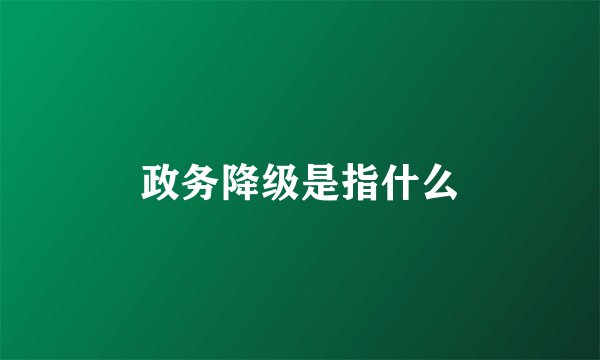 政务降级是指什么