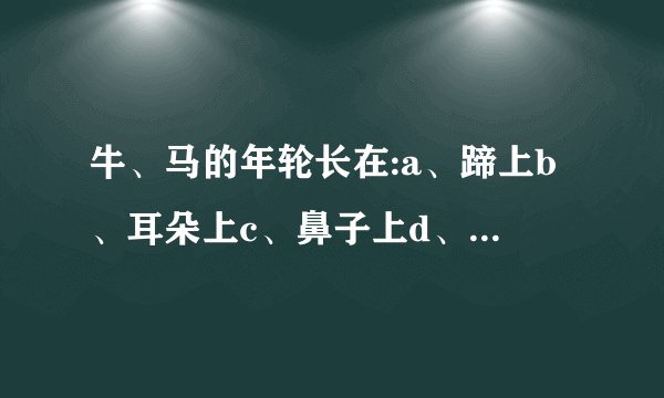 牛、马的年轮长在:a、蹄上b、耳朵上c、鼻子上d、牙齿上请帮忙给出正确答案和分析,谢谢!