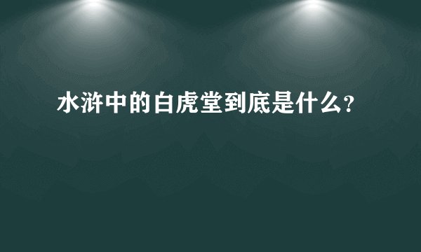 水浒中的白虎堂到底是什么？