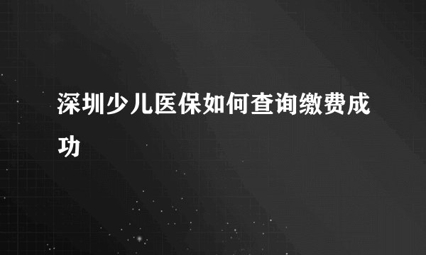 深圳少儿医保如何查询缴费成功