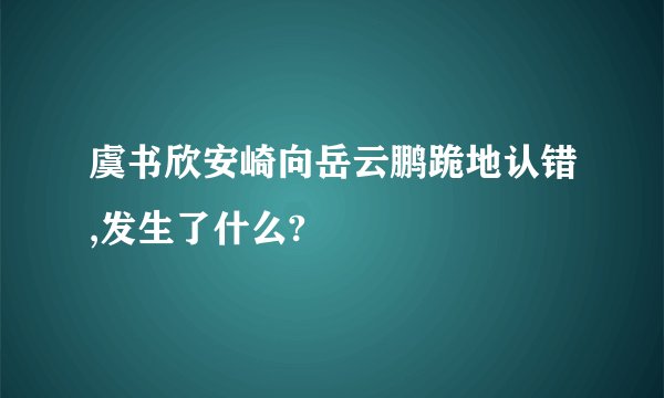 虞书欣安崎向岳云鹏跪地认错,发生了什么?