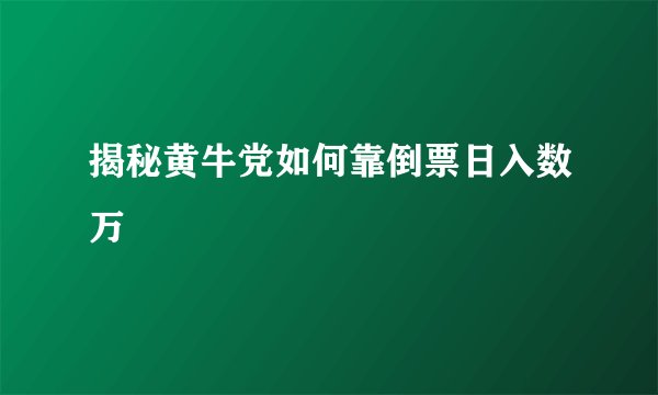 揭秘黄牛党如何靠倒票日入数万