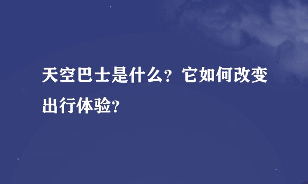 天空巴士是什么？它如何改变出行体验？