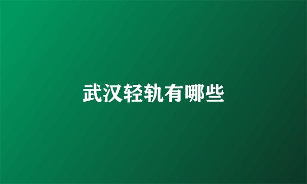 武汉轻轨有哪些
