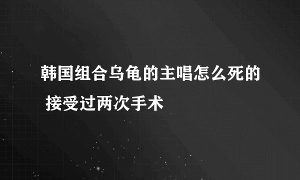 韩国组合乌龟的主唱怎么死的 接受过两次手术
