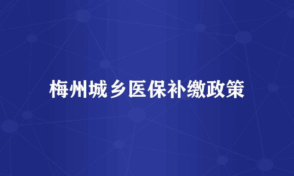 梅州城乡医保补缴政策