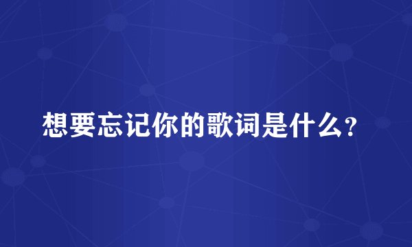 想要忘记你的歌词是什么？