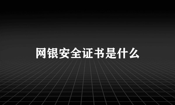 网银安全证书是什么