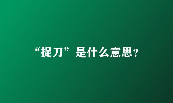 “捉刀”是什么意思？