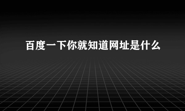 百度一下你就知道网址是什么