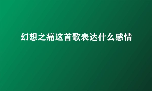 幻想之痛这首歌表达什么感情