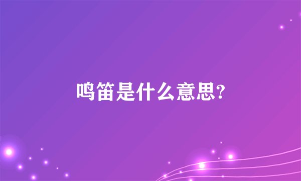 鸣笛是什么意思?