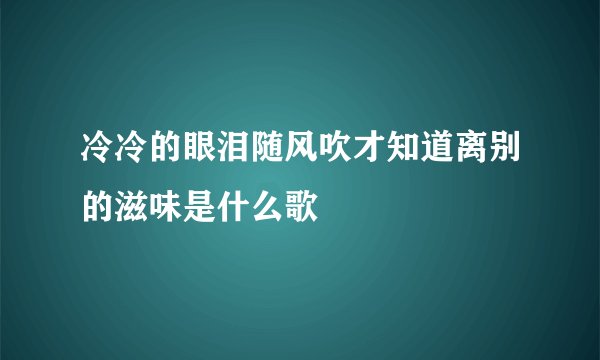 冷冷的眼泪随风吹才知道离别的滋味是什么歌