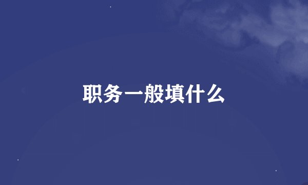 职务一般填什么