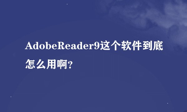 AdobeReader9这个软件到底怎么用啊？