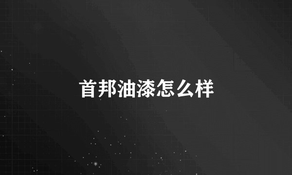 首邦油漆怎么样