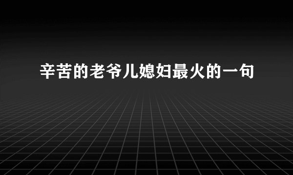 辛苦的老爷儿媳妇最火的一句