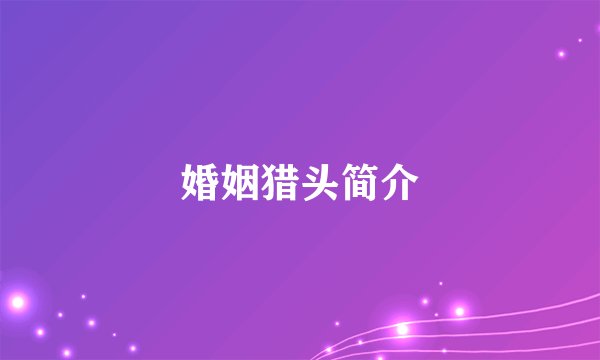 婚姻猎头简介