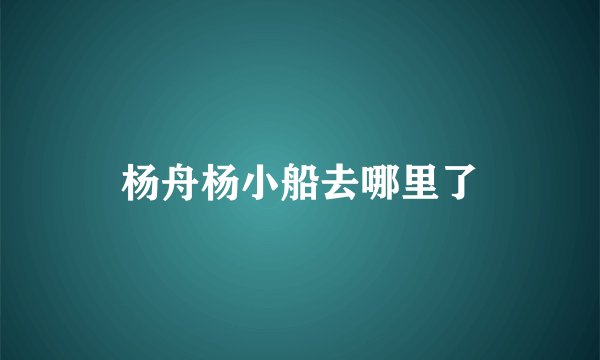 杨舟杨小船去哪里了