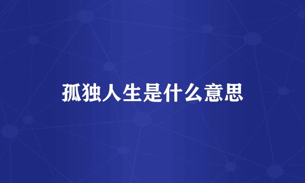 孤独人生是什么意思