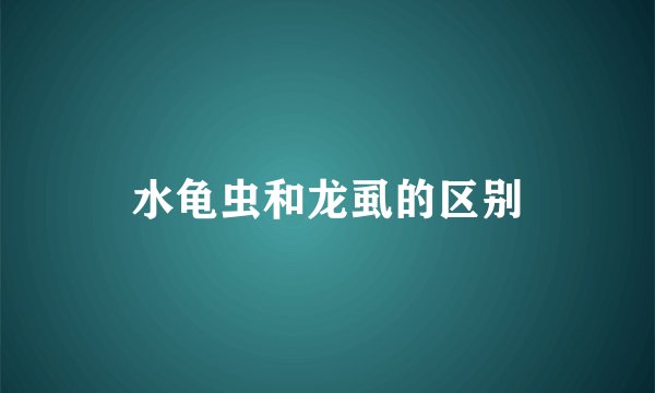 水龟虫和龙虱的区别