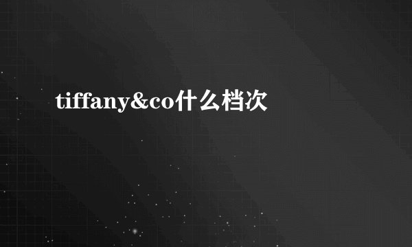 tiffany&co什么档次