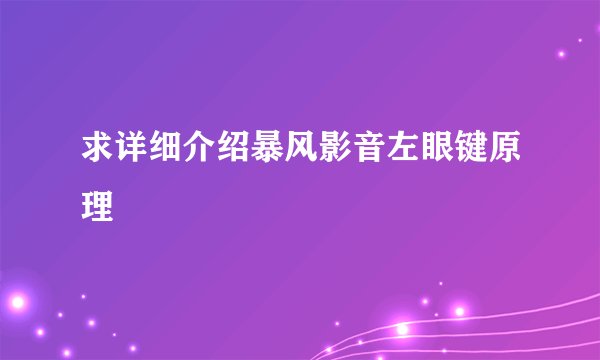 求详细介绍暴风影音左眼键原理