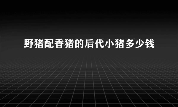 野猪配香猪的后代小猪多少钱