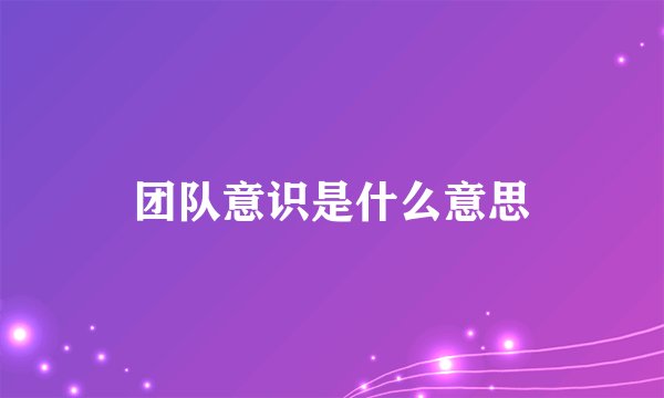团队意识是什么意思