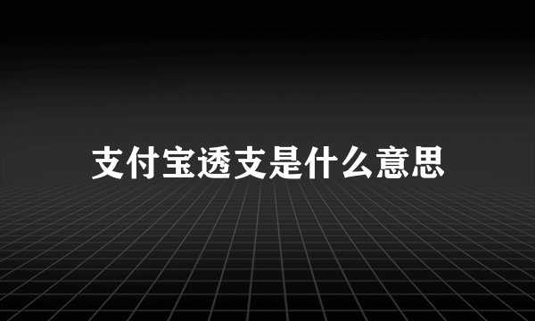 支付宝透支是什么意思