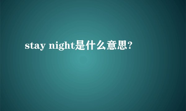 stay night是什么意思?