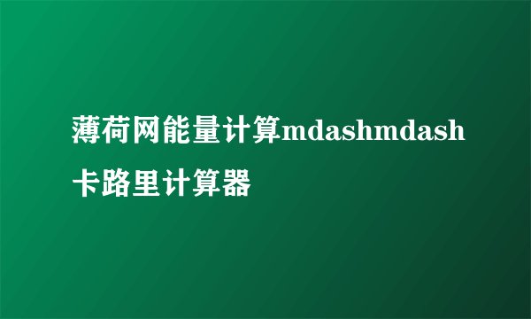 薄荷网能量计算mdashmdash卡路里计算器