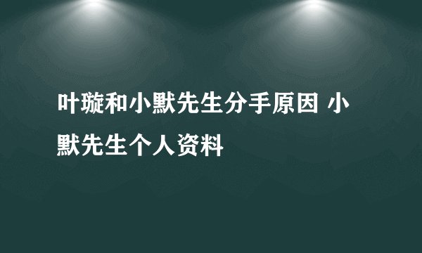 叶璇和小默先生分手原因 小默先生个人资料
