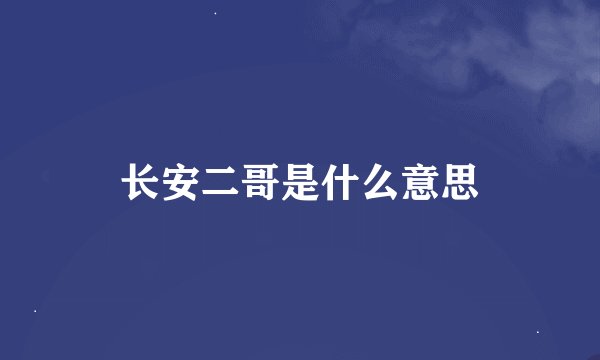 长安二哥是什么意思