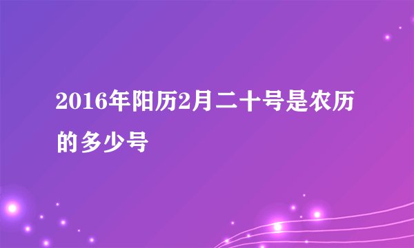 2016年阳历2月二十号是农历的多少号